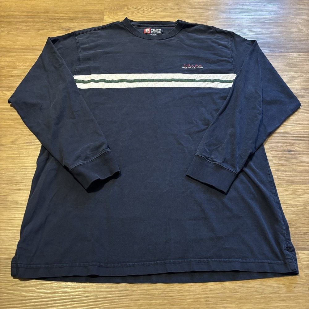 VTG 90s Chaps Ralph Lauren Long Sleeve T-Shirt Men's Large Spellout Streetwear